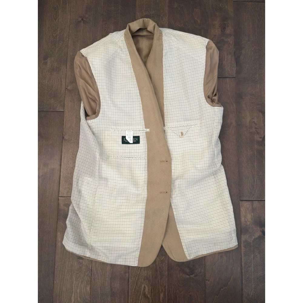 Lauren Ralph Lauren Mens Beige Blazer Faux Suede Jacket Size 44L‎ Two Button